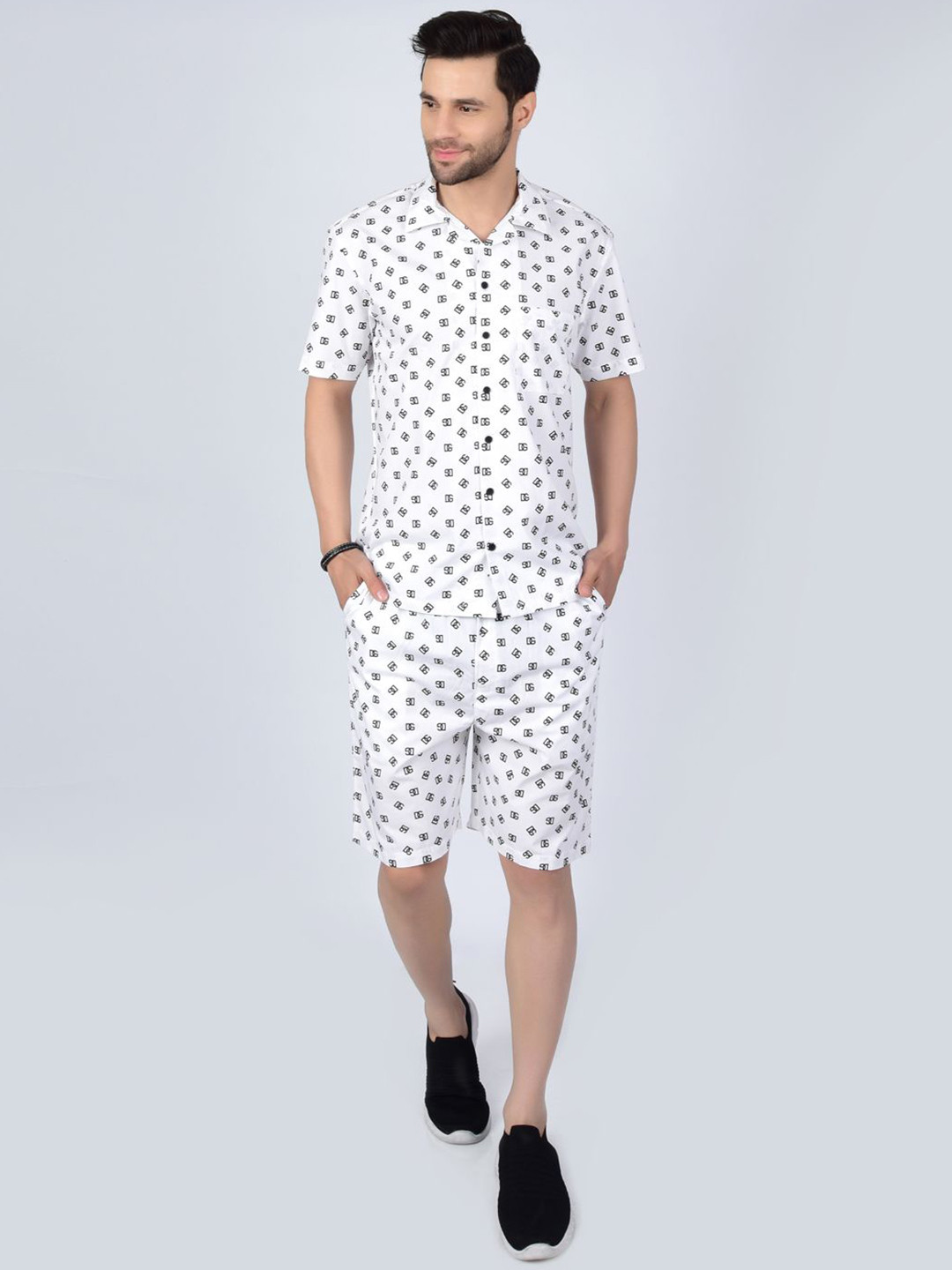 Heed Attentive Lettermark Printed Pure Cotton Relaxed Fit Shirt With Shorts Co-Ords