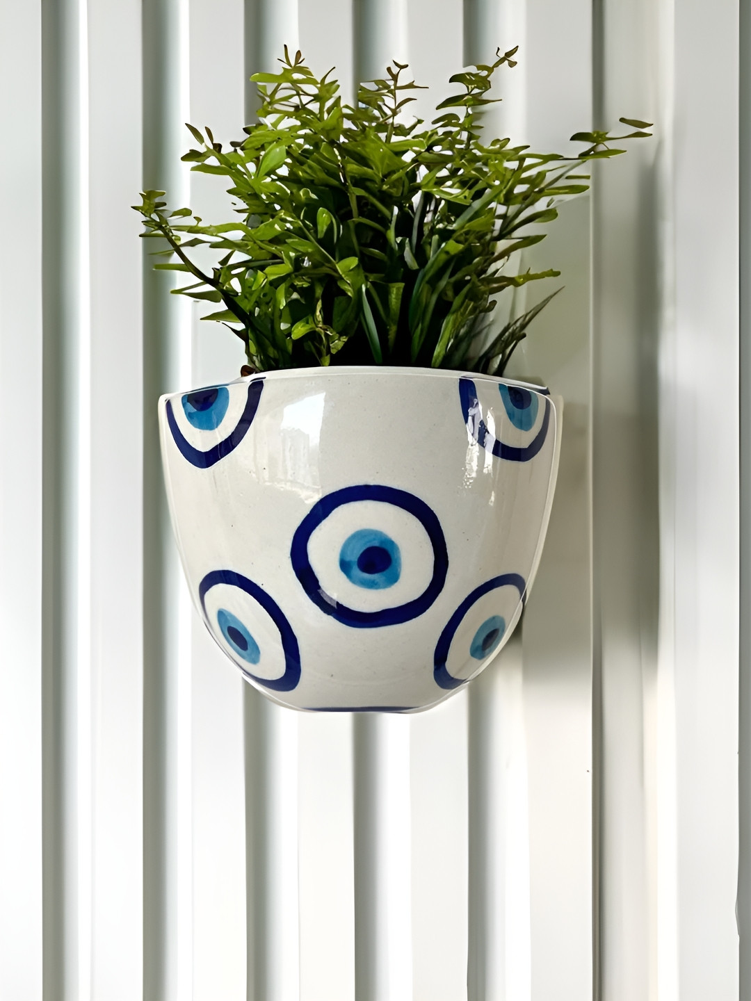 JASMEY HOMES White & Blue Evil Eye  Printed Planters