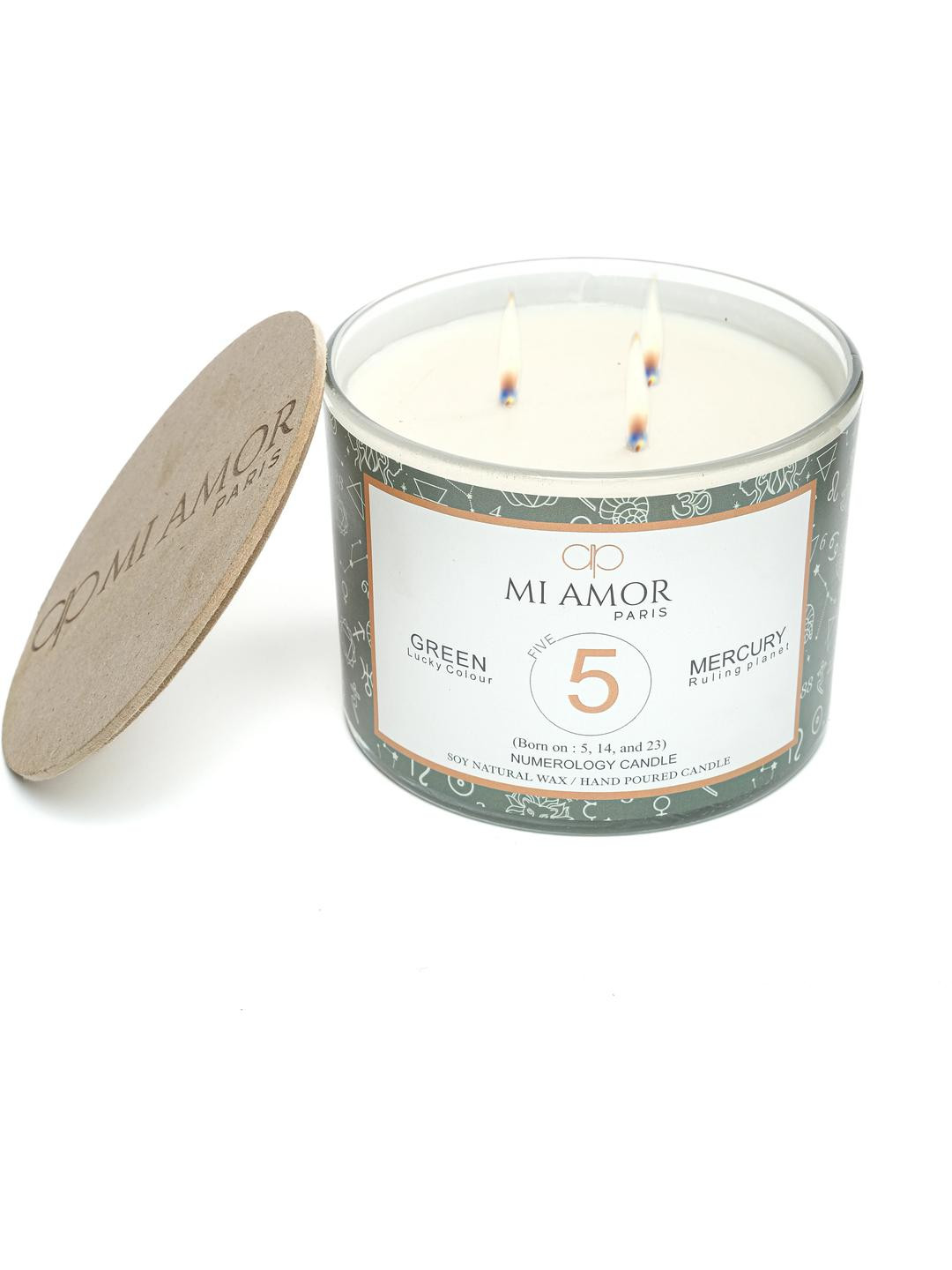 MI AMOR PARIS Number 5 Scented 3 Wick Scented Abstract Geometric Regular Jar Candles