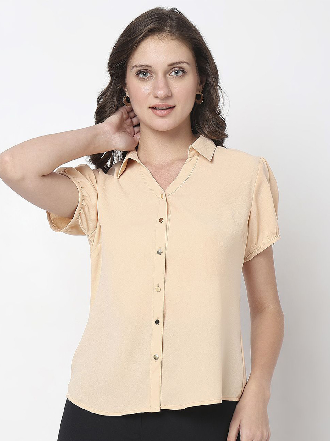 NOT SO PINK Spread Collar Cap Sleeves Classic Shirt