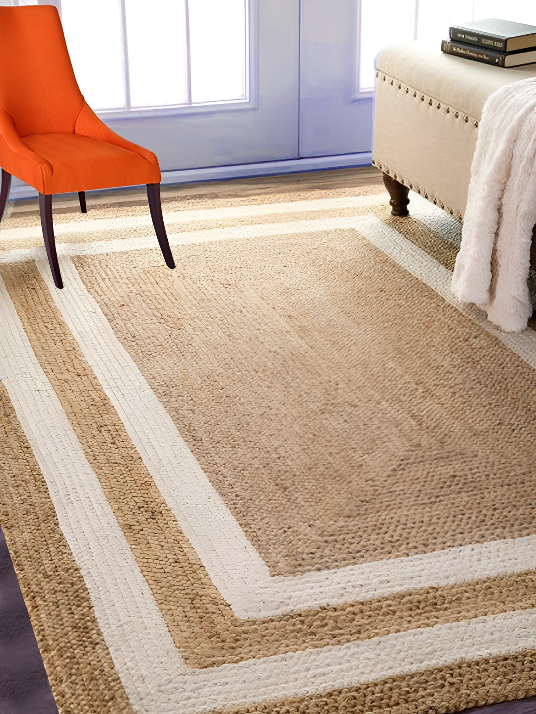 JASMEY HOMES Beige Regular Handmade Carpets