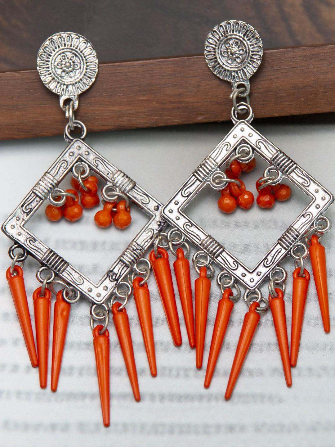 Creative Frogs Orange Alloy Earrings