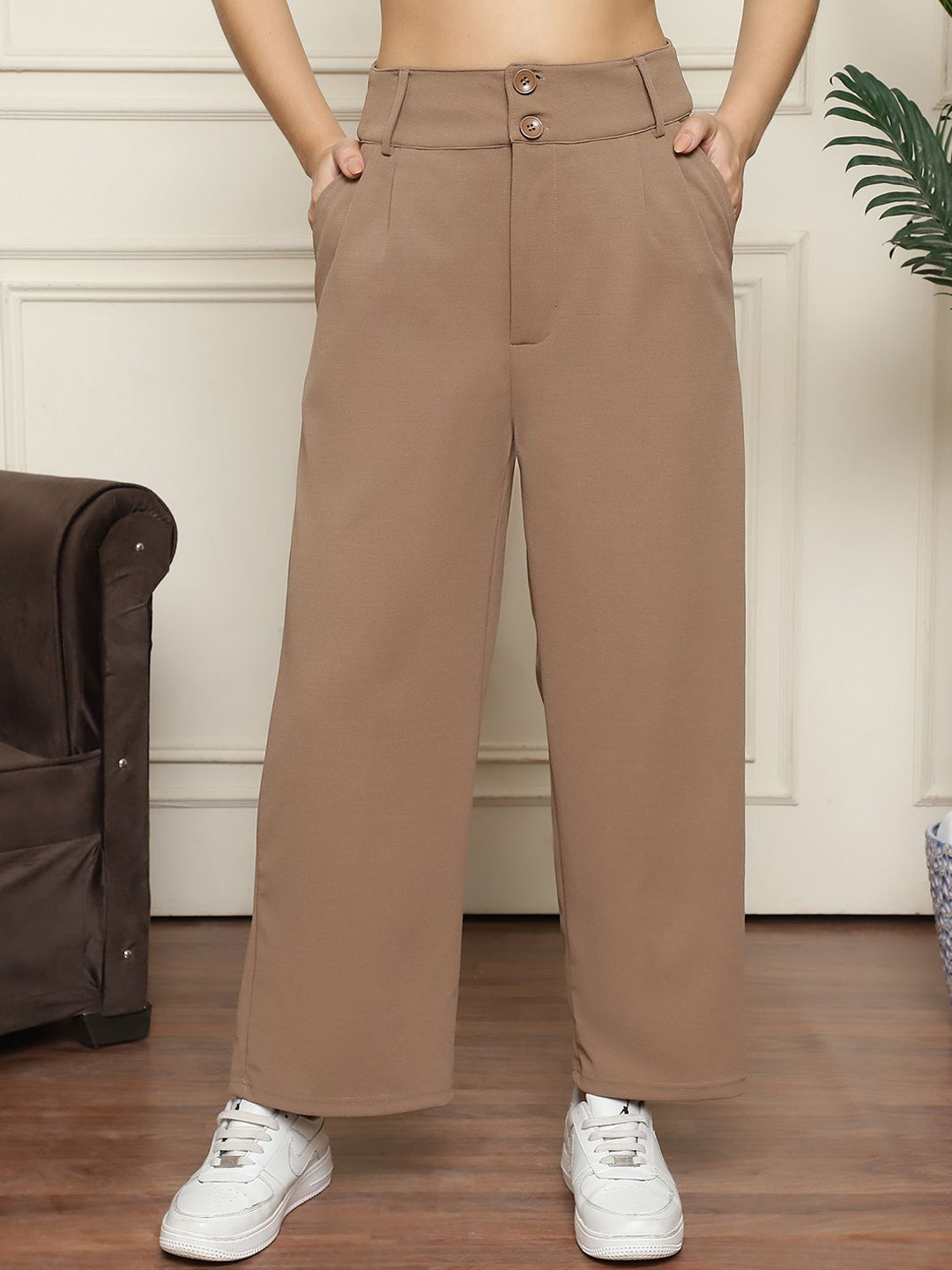 JAKANARY Women Relaxed High-Rise Straight Fit Trousers