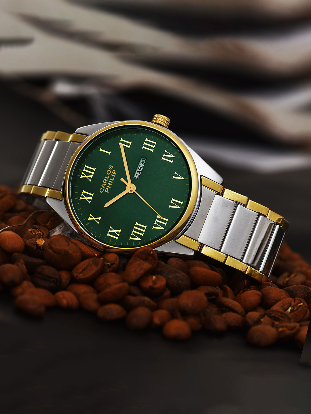 CARLOS PHILIP Men Brass Round Dial & Stainless Steel Straps Analogue Watch Divinia