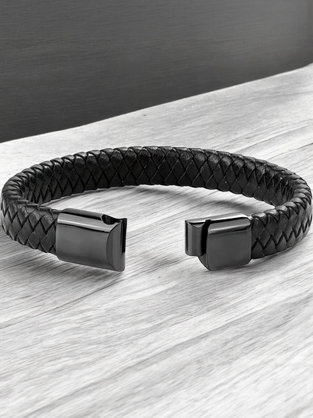 APUNKA D FASHION Black Leather Bracelet