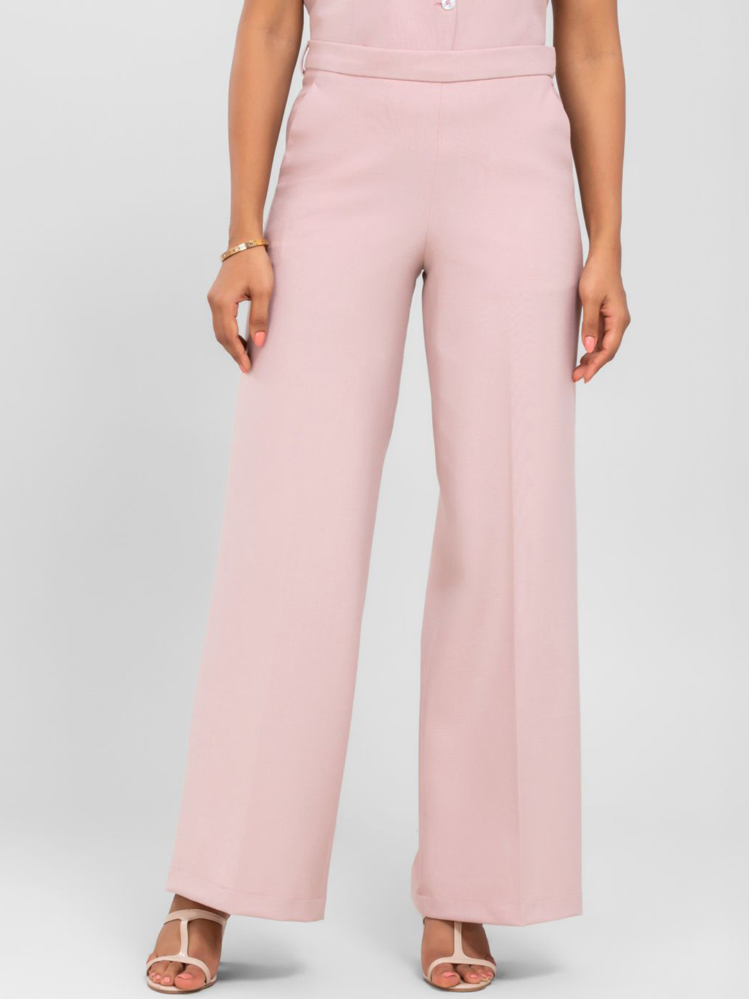 D'Almirah Women High-Rise Relexed Fit Wide Leg Trousers
