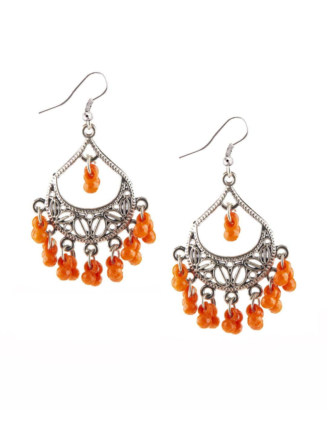 Creative Frogs Orange Alloy Earrings
