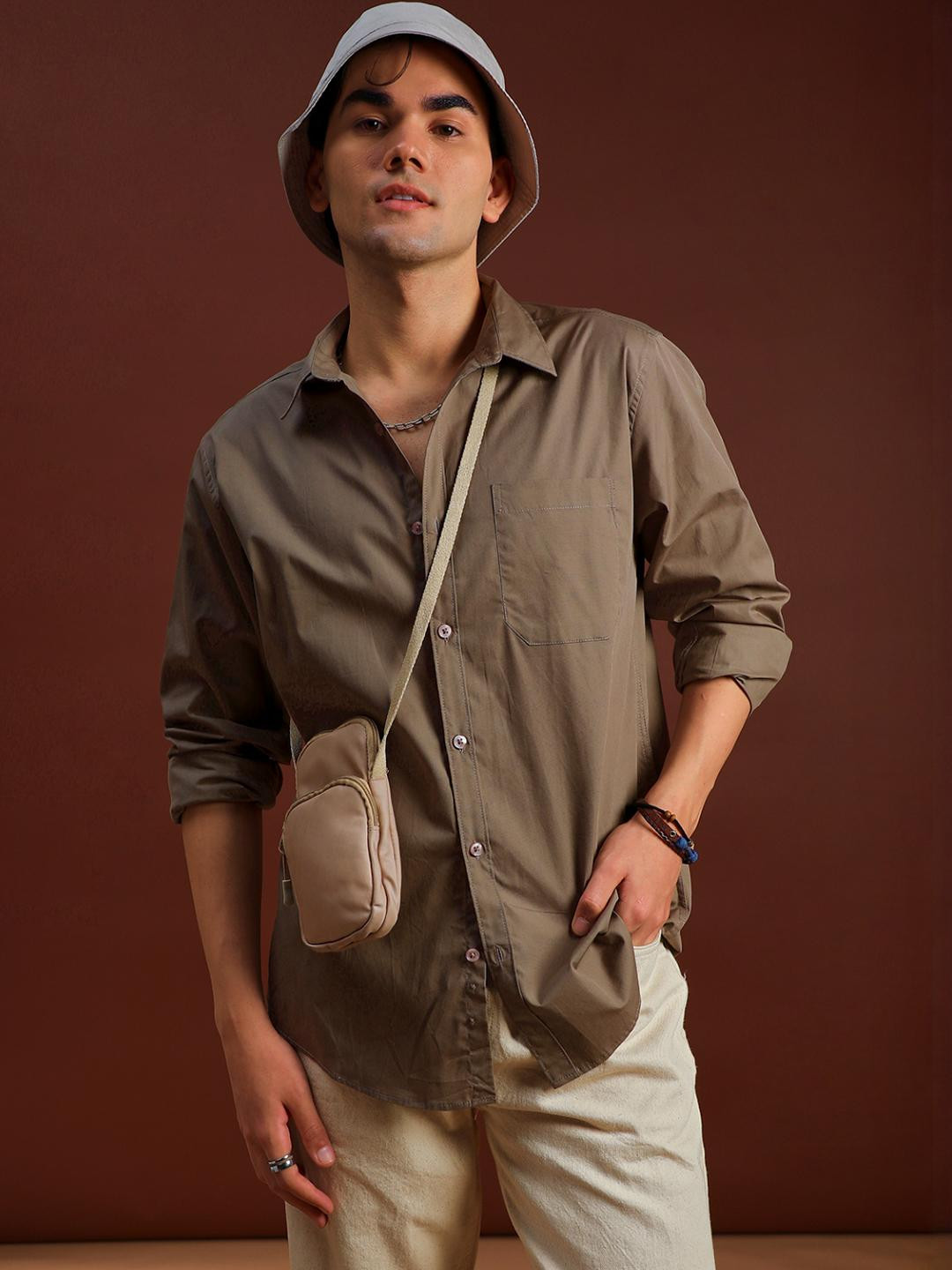 LIMEROAD Men Brown Shirts