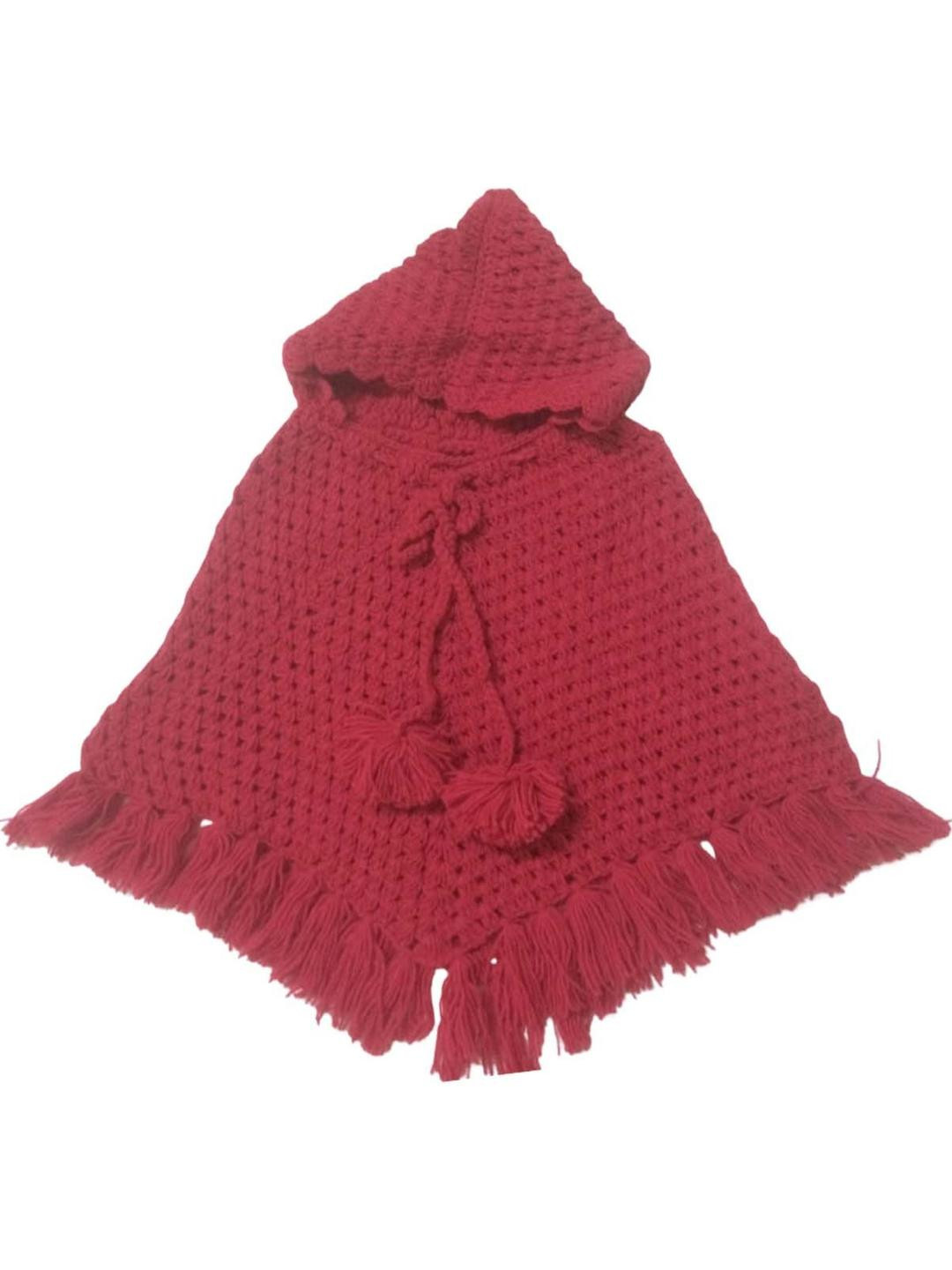 Cute Collection Girls Striped Woollen Poncho