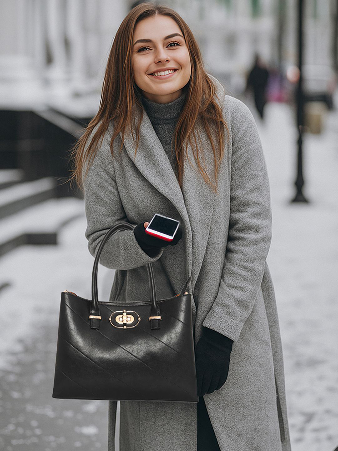 ESBEDA Detachable Sling Strap Structured Classic Crest Handheld Bag