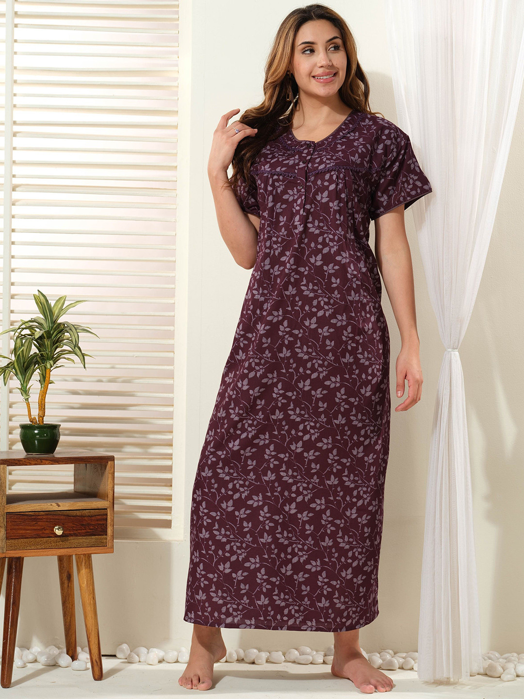 EASY MOM Printed Maxi Nightdress