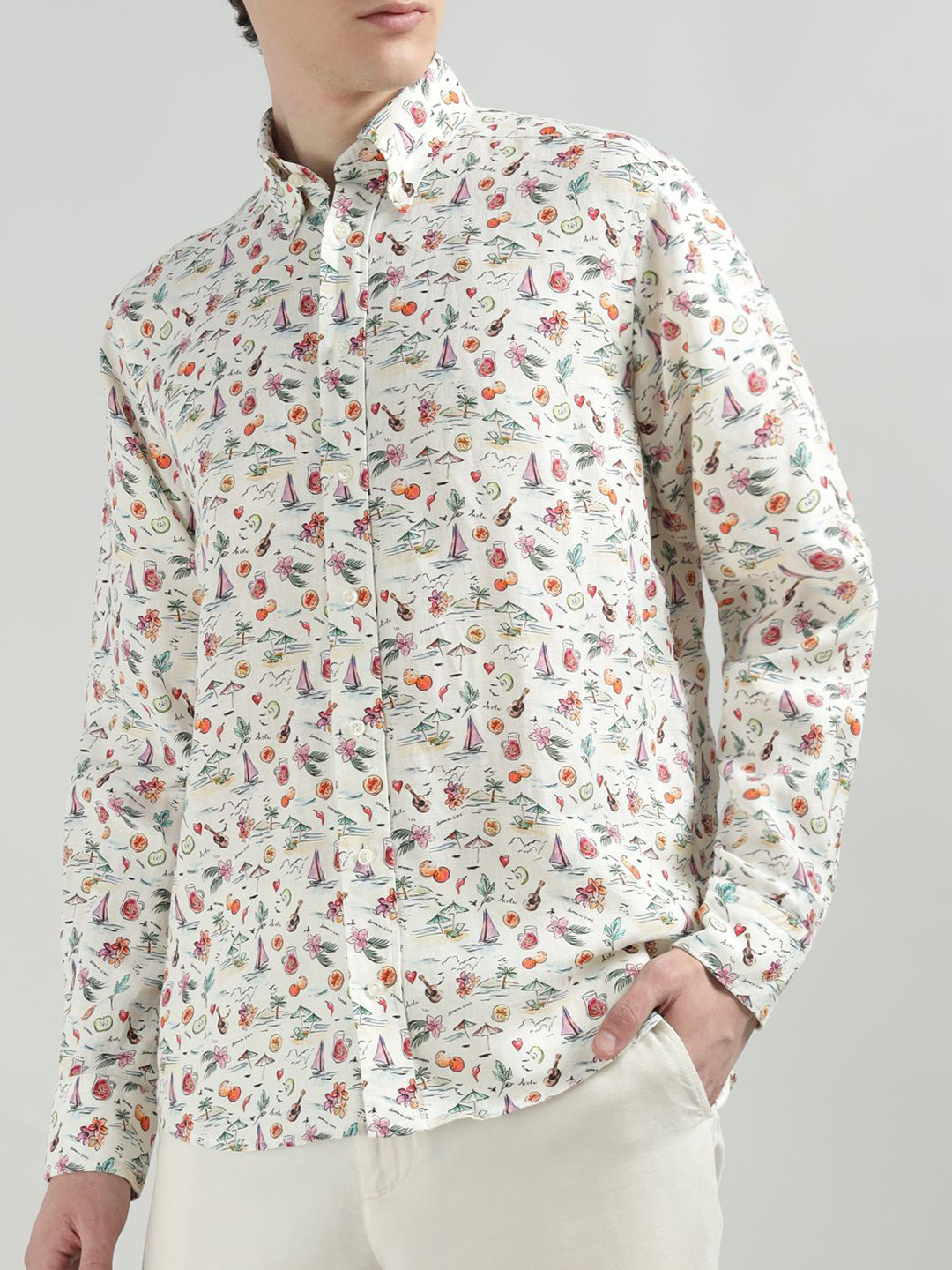 Eton Abstract Printed Spread Collar Long Sleeves Shirt