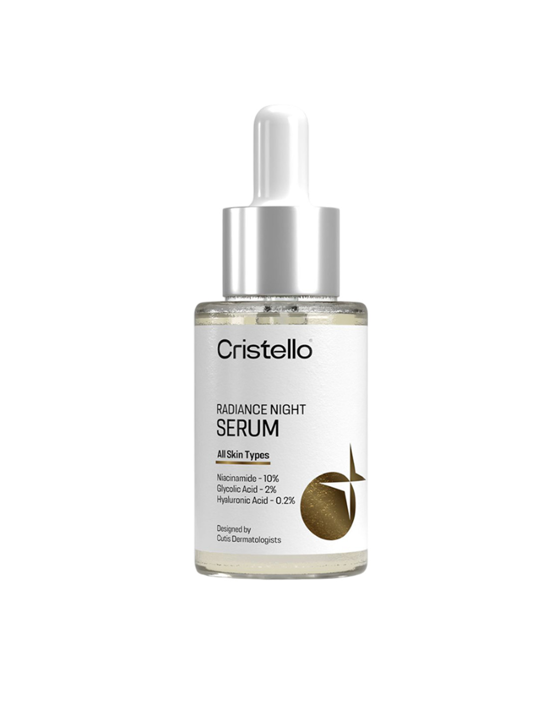 Cristello Radiance Night Serum With 10% Niacinamide 2% Glycolic 0.2% HA - 30 ml