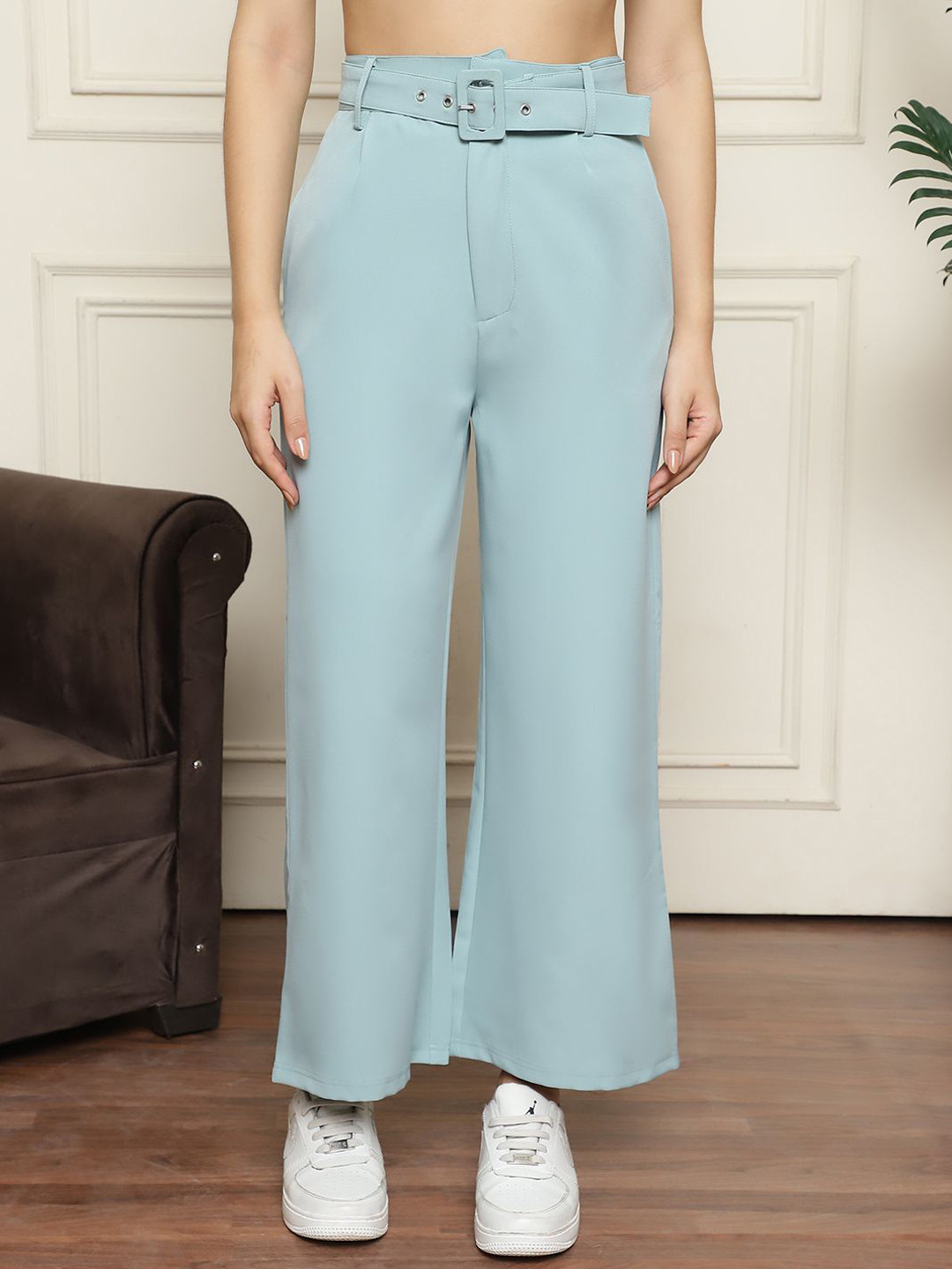 JAKANARY Women Relaxed Mid-Rise Easy Wash Parallel Trousers