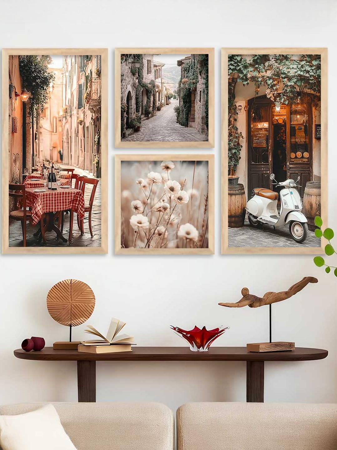 WALLLANE Multicoloured 4 Piece Modern Abstract Wall Paintings