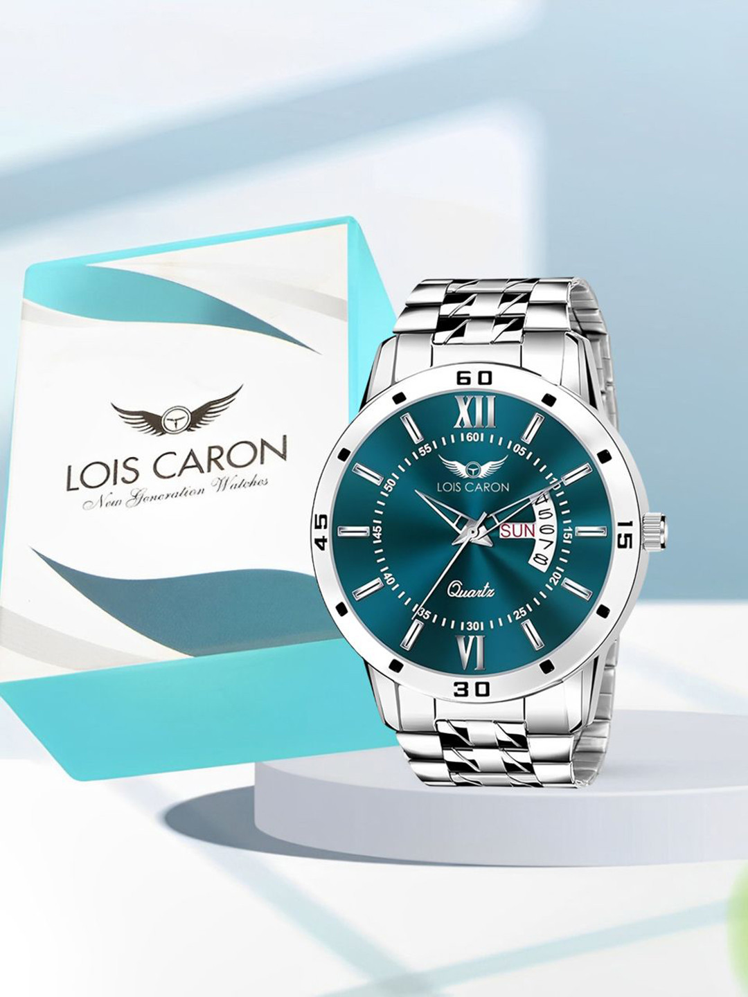 LOIS CARON Men Round Dial & Stainless Steel Bracelet Style Straps Analogue Watch LCS-8364