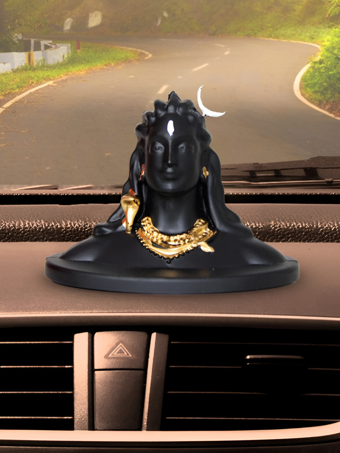 Rare Planet Black & Gold-Toned Adiyogi Shiva Religious Idol Showpiece