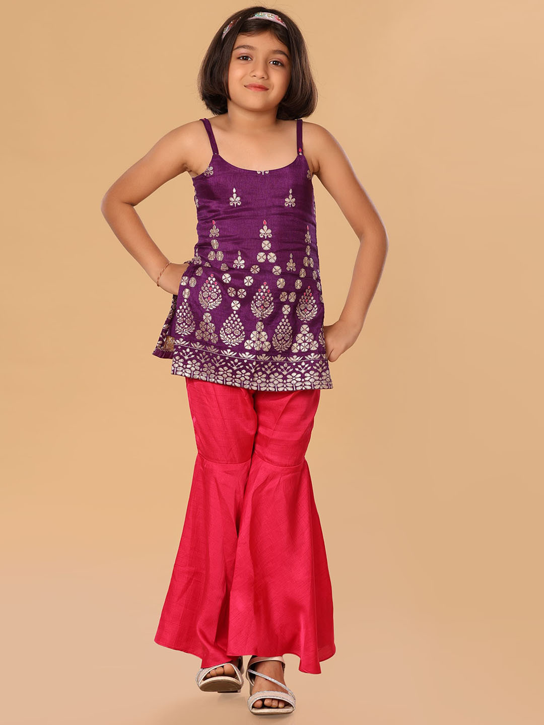 The Mini Trunk Purple Sharara Set