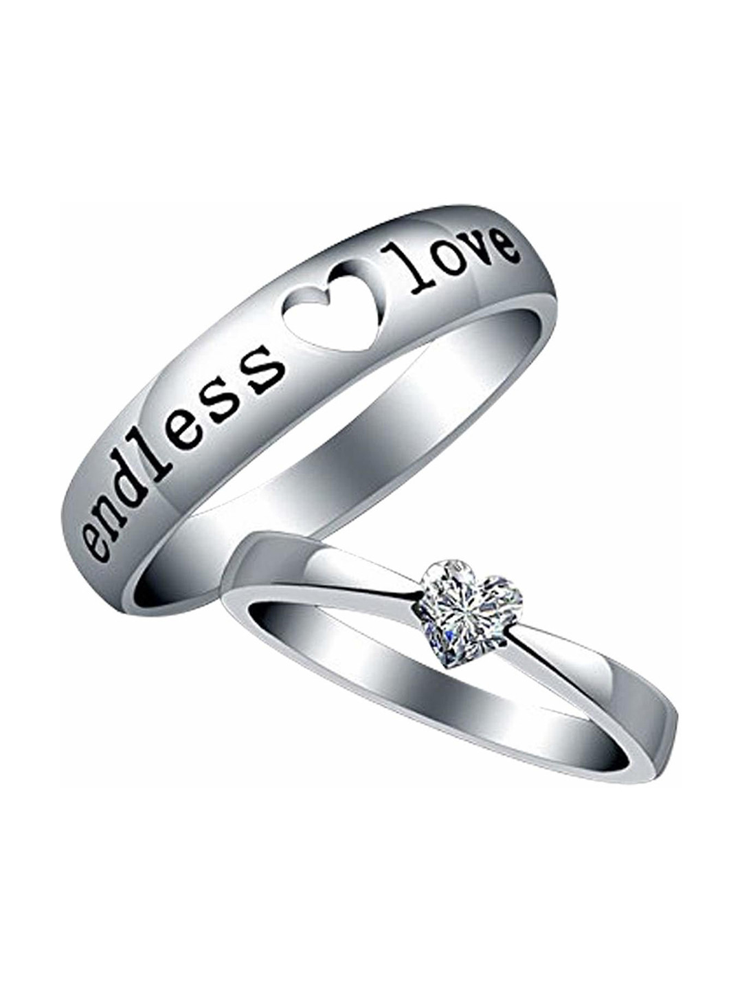 Ringzinnie Set Of 2 Stone-Studded Endless Couple Finger Rings