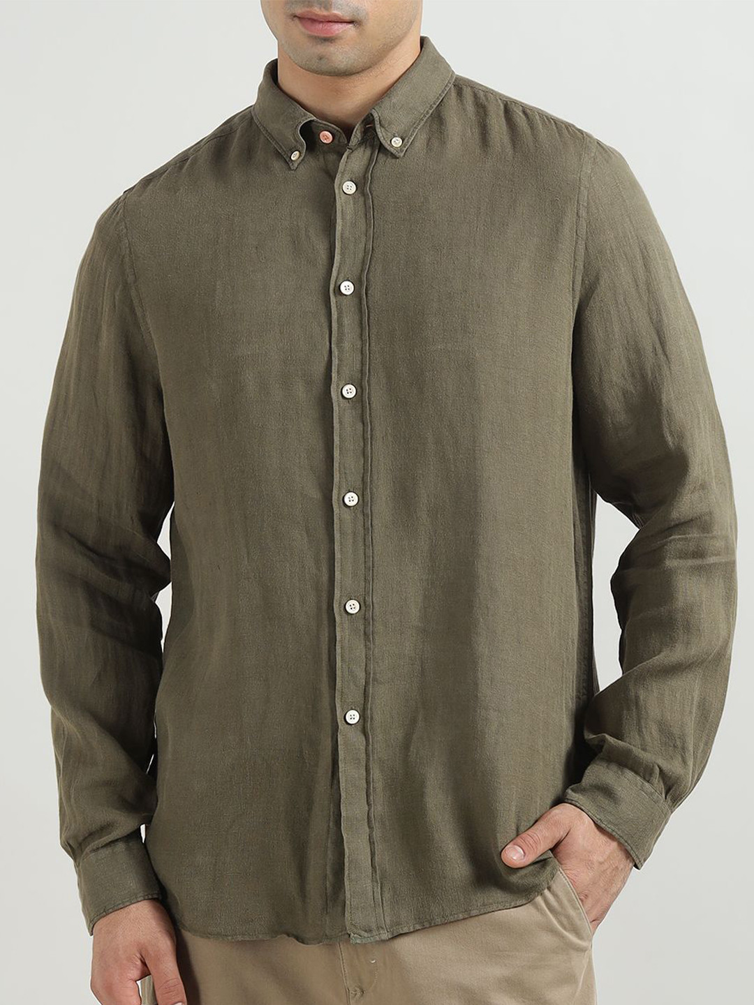 PS By Paul Smith Button-Down Collar Pure Linen Shirt