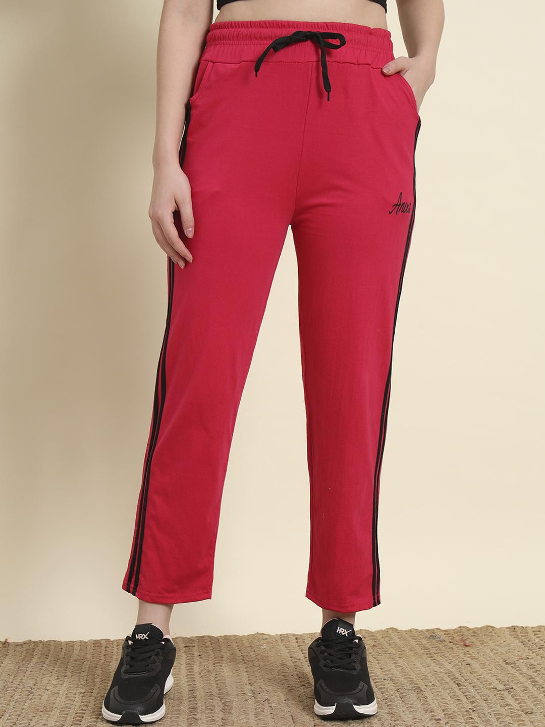 FIT N FAME Women Pack of 2 Striped Cotton Track Pants