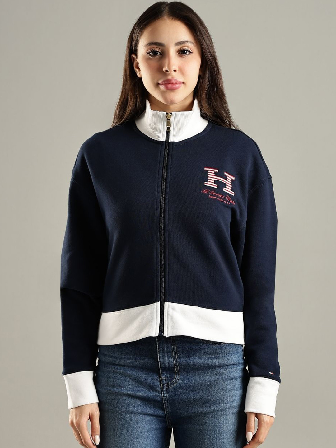 Tommy Hilfiger Brand Logo High Neck Tailored Jacket