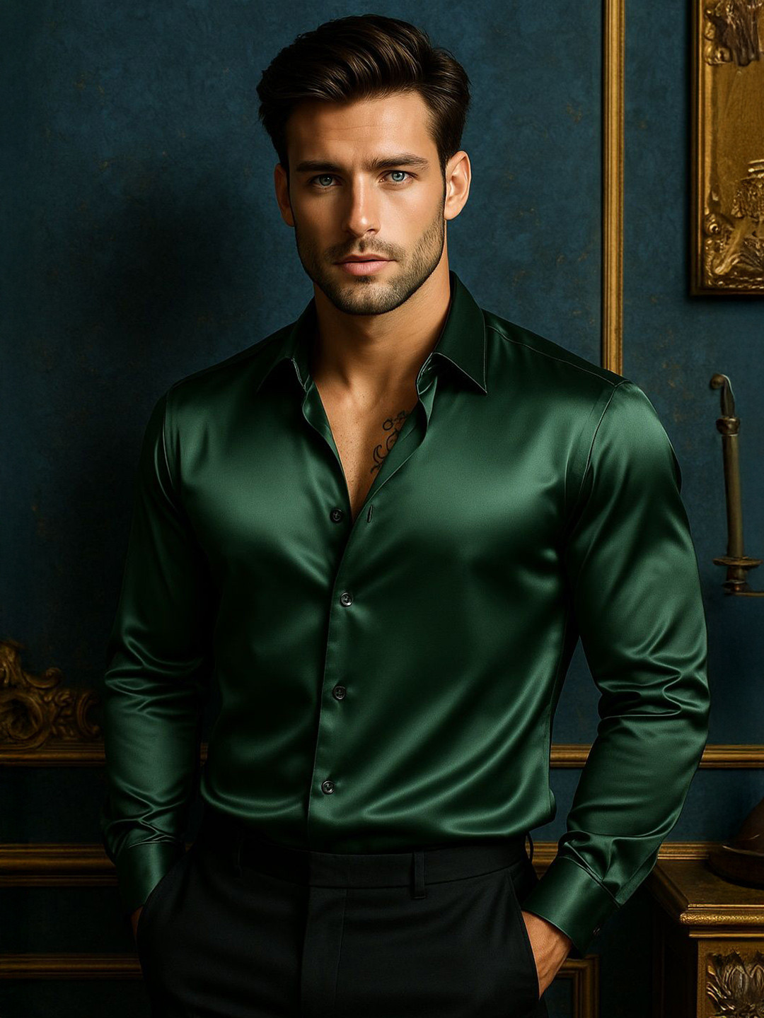 BADLAND Classic Spread Collar Casual Shirt