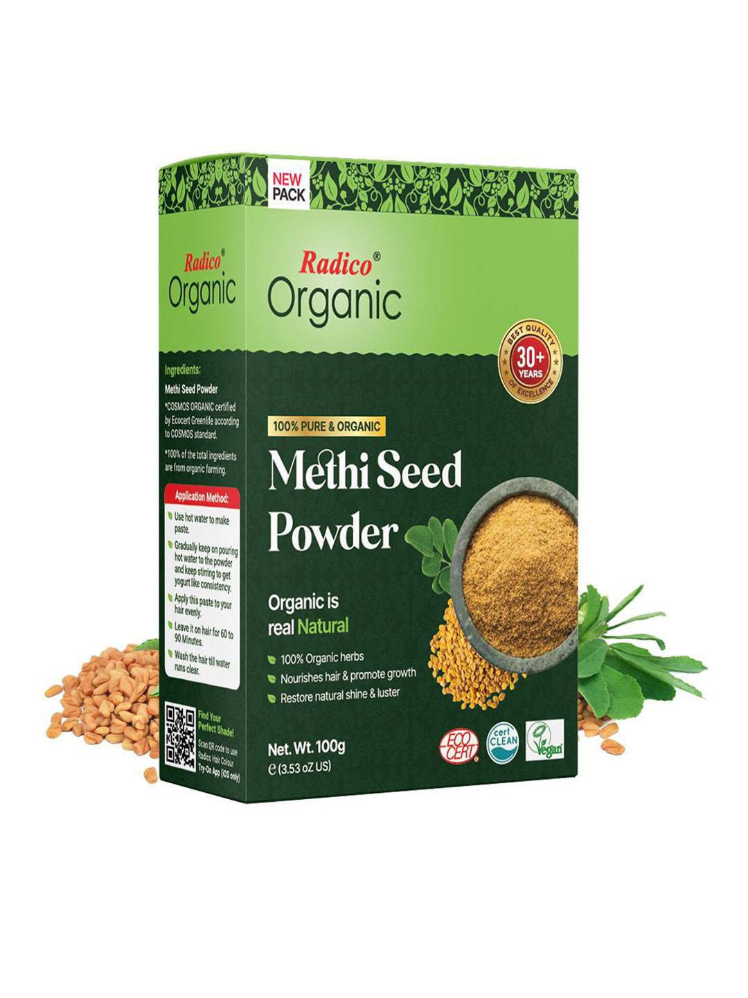 Radico Organic Methi Seed Powder For Shiny & Healthy Hair - 100 g