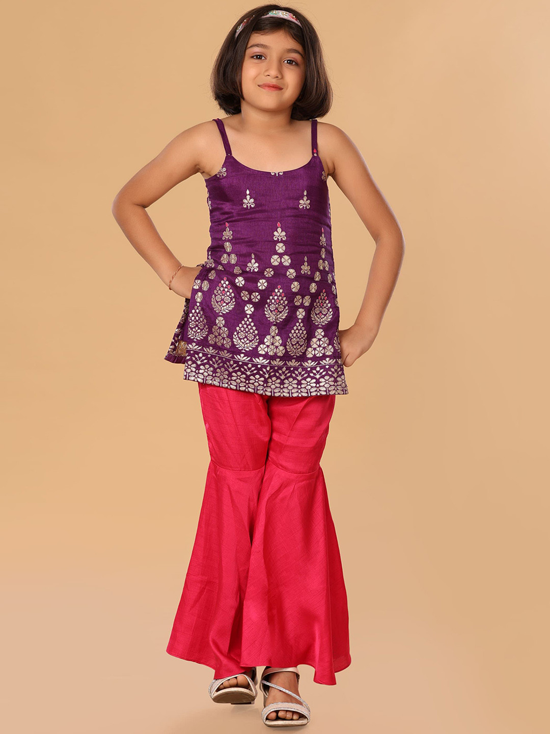 The Mini Trunk Purple Sharara Set
