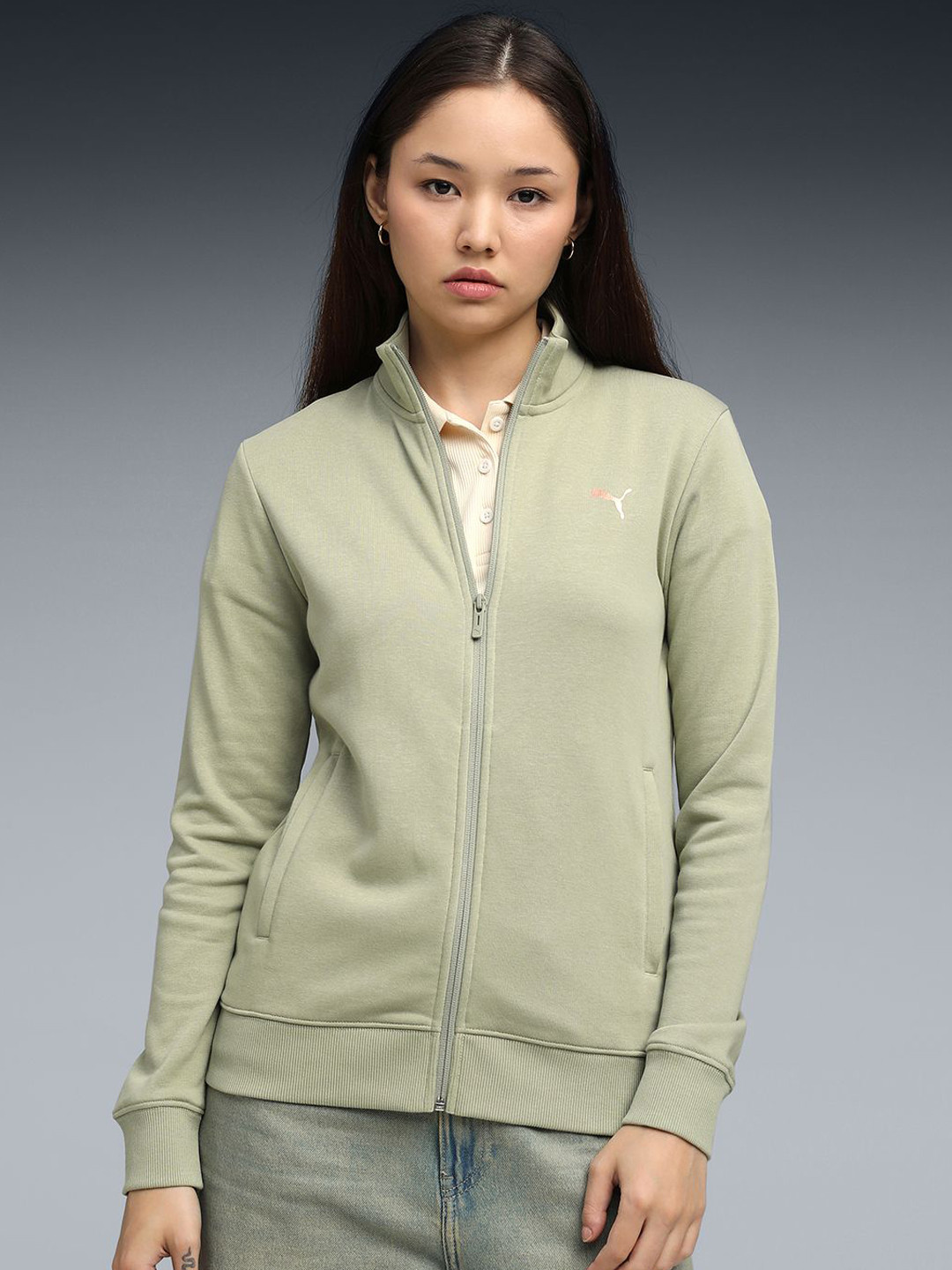 Puma Women Essentials Cotton Zippered Full-Zip Jacket