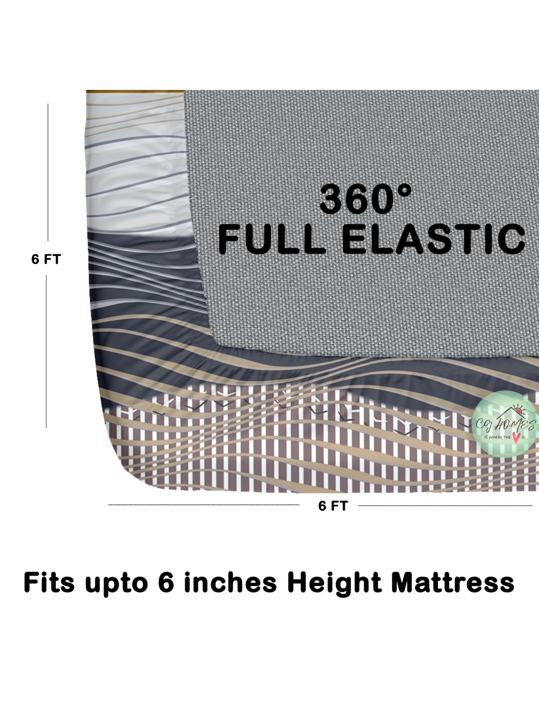 CG HOMES Blue Geometric 210 TC Queen Bedsheet with 2 Pillow Covers