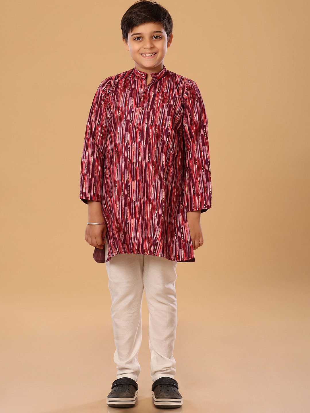 The Mini Trunk Purple Mixed Foil Kurta Set