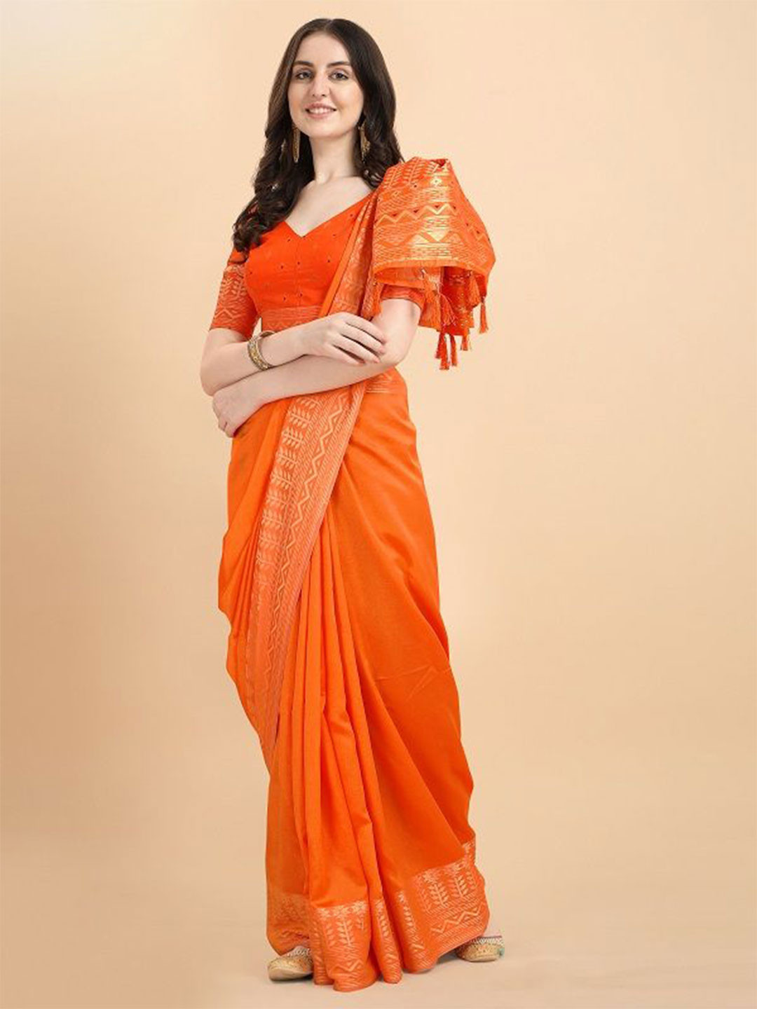 BEYOND ETHNIC Zari Woven Design Border Saree