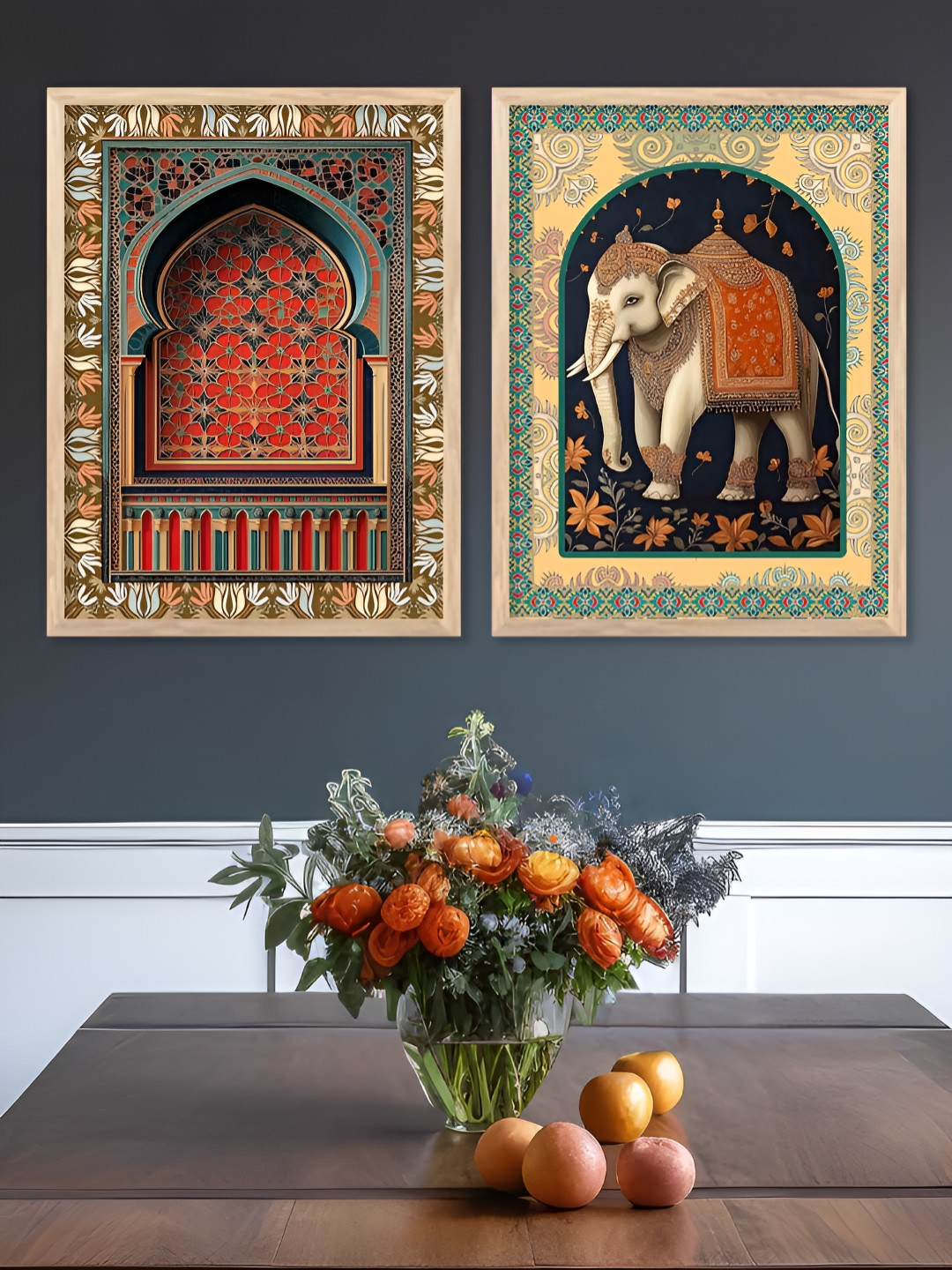 Kotart Brown & Red 2 Pieces Wooden Traditional Wall Arts