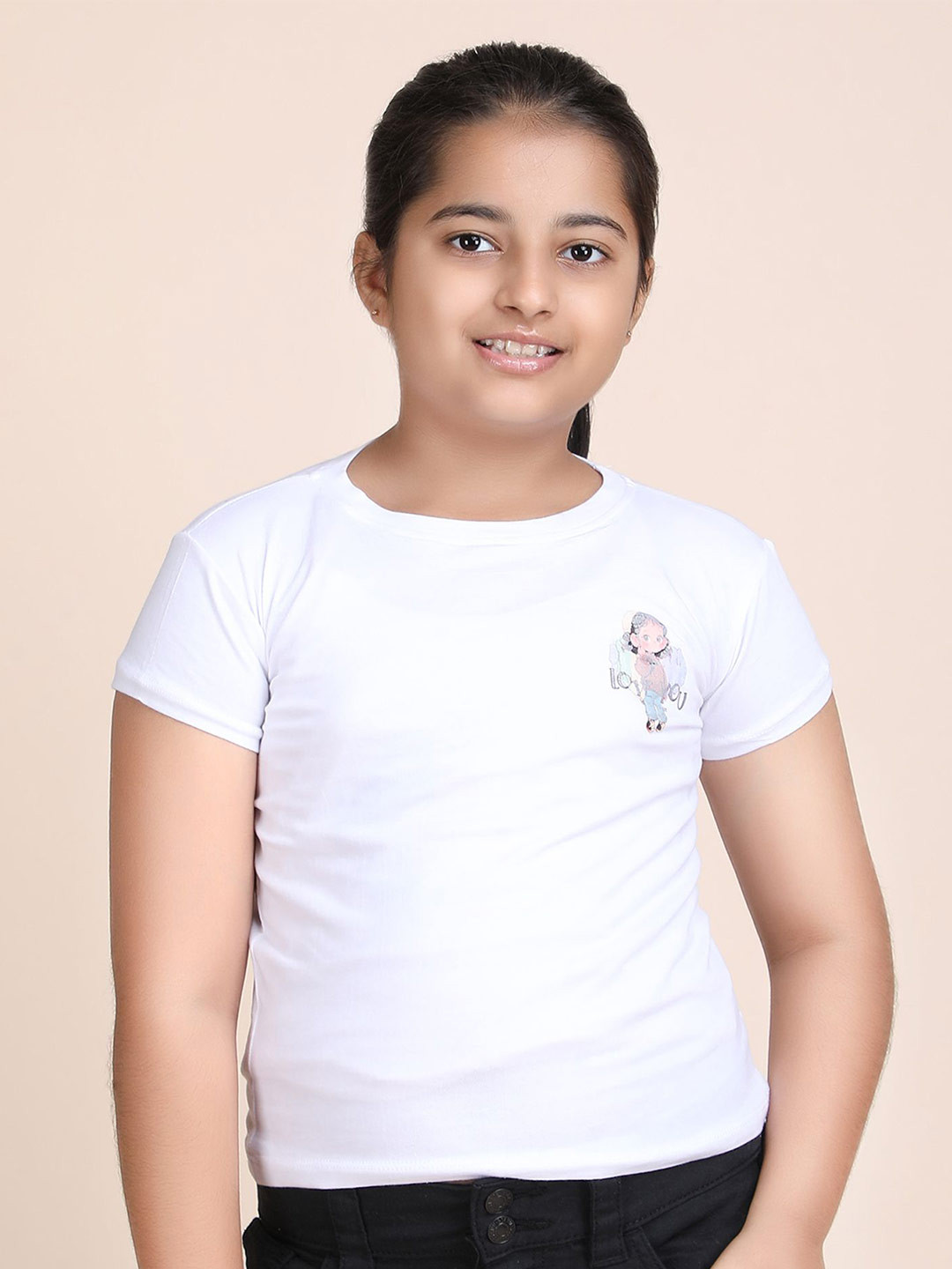 Galad Girls Graphic Printed Round Neck Cotton Regular Top