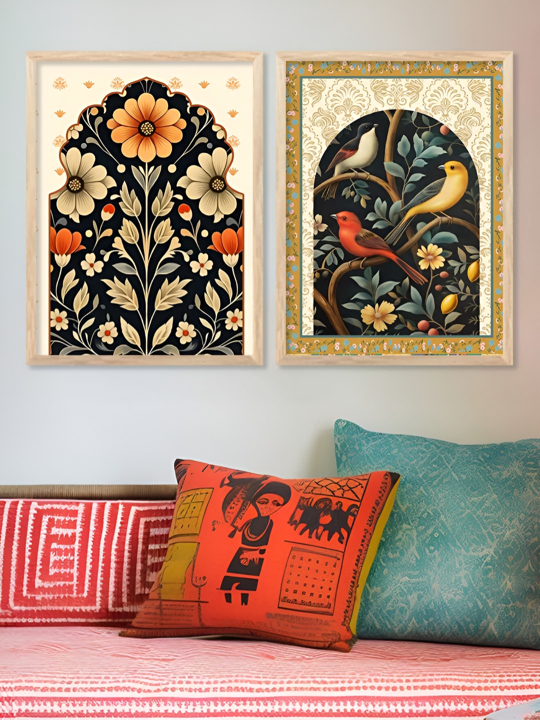 Kotart Black & White 2 Piece Floral and Botanical Wooden Wall Art