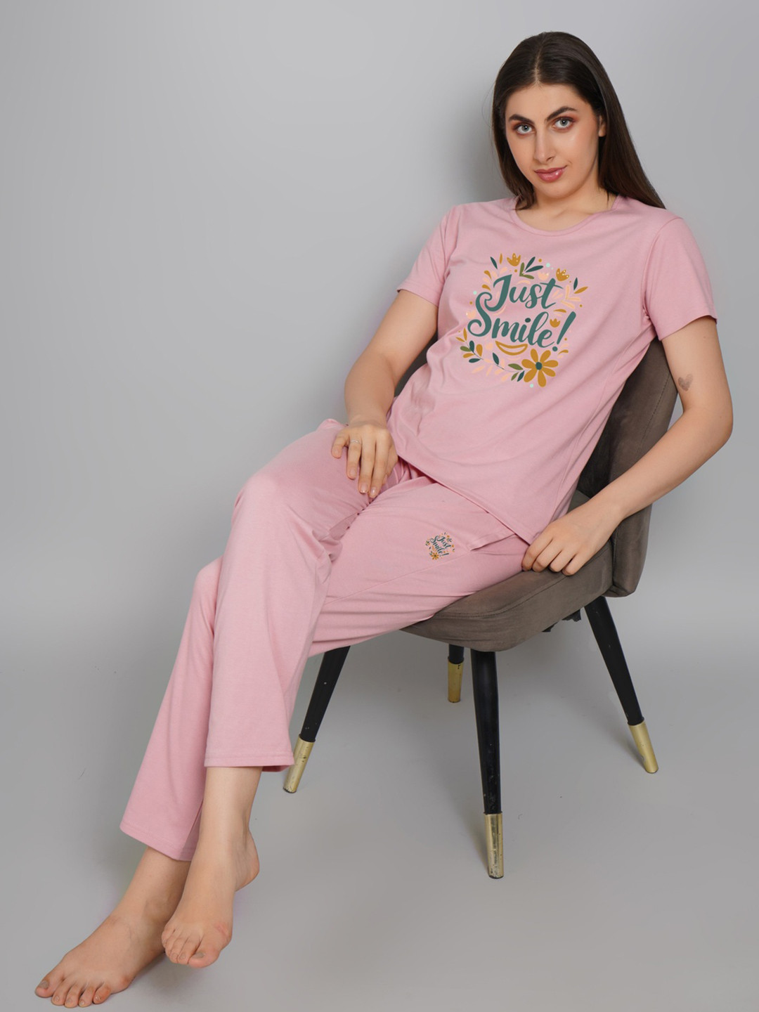 FITIN OUTFIT Peach Pure Cotton Nightdress