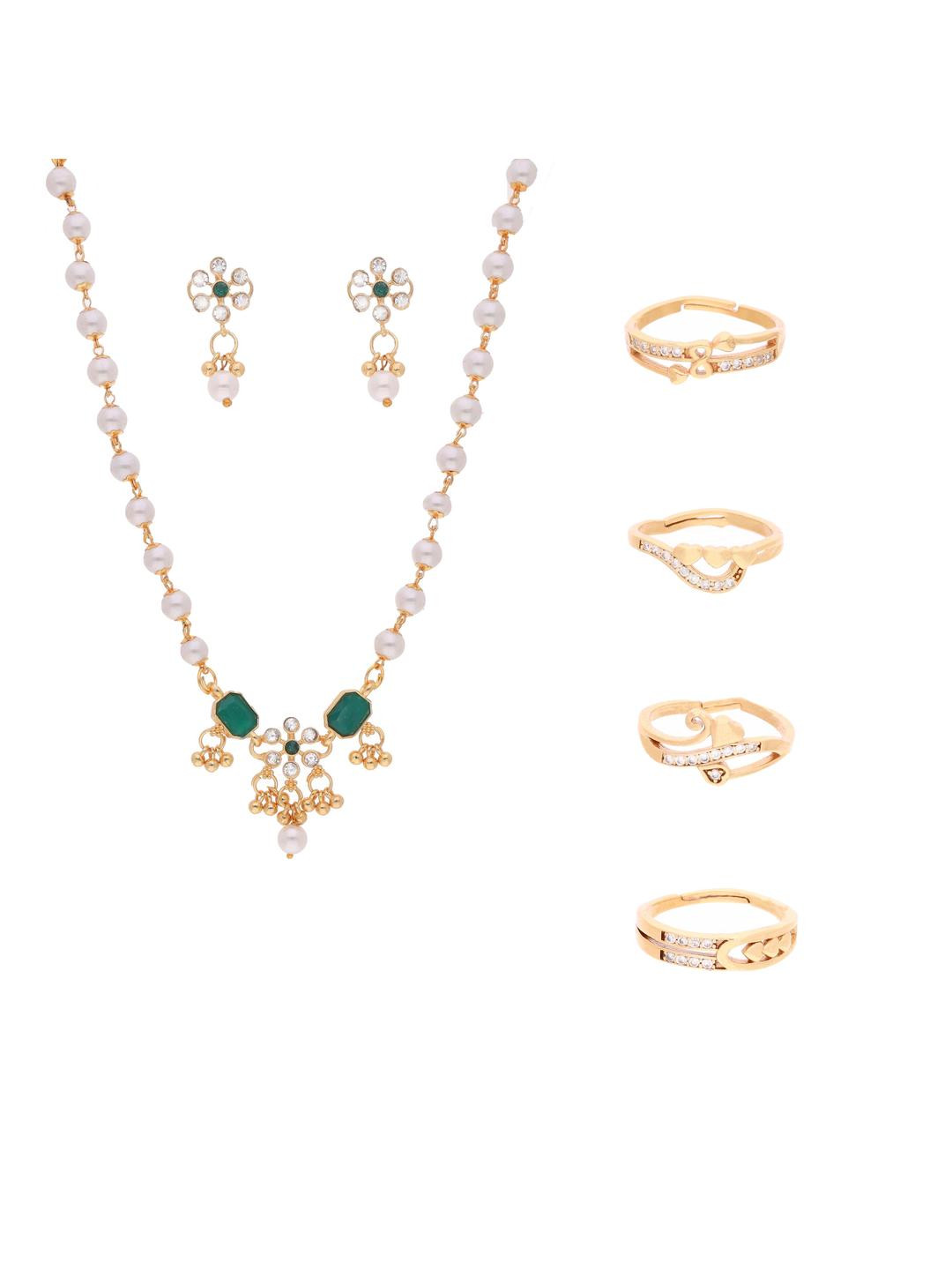Brado Jewellery American Diamond Brass Jewellery Set