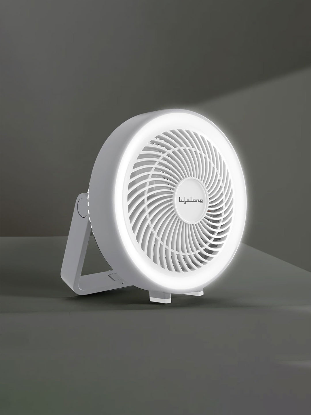 Lifelong White & Grey USB Rechargeable Portable Fan