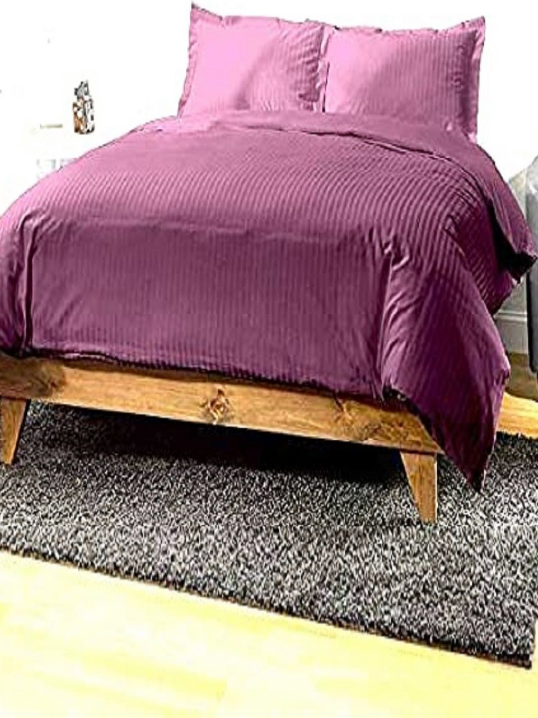 tundwal's Purple Striped Printed Microfiber 210 TC King Bedsheet Sets - 2.23 m x 1.45 m
