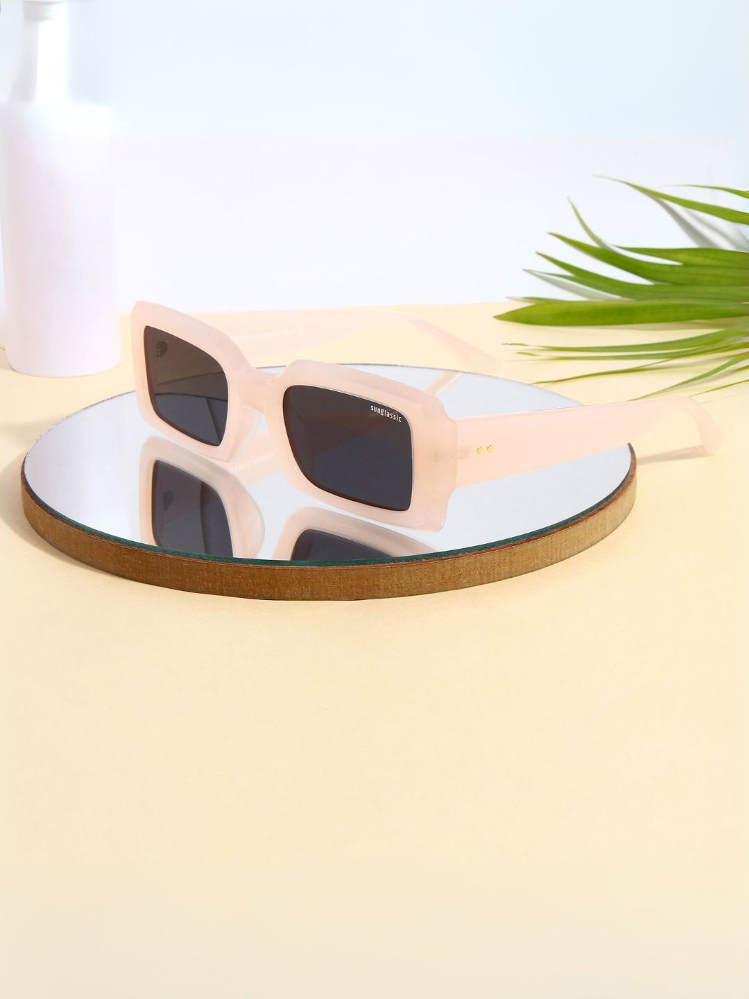 SUNGLASSIC Unisex Rectangle Sunglasses UV Protected Lens Victoria-Pink-Black