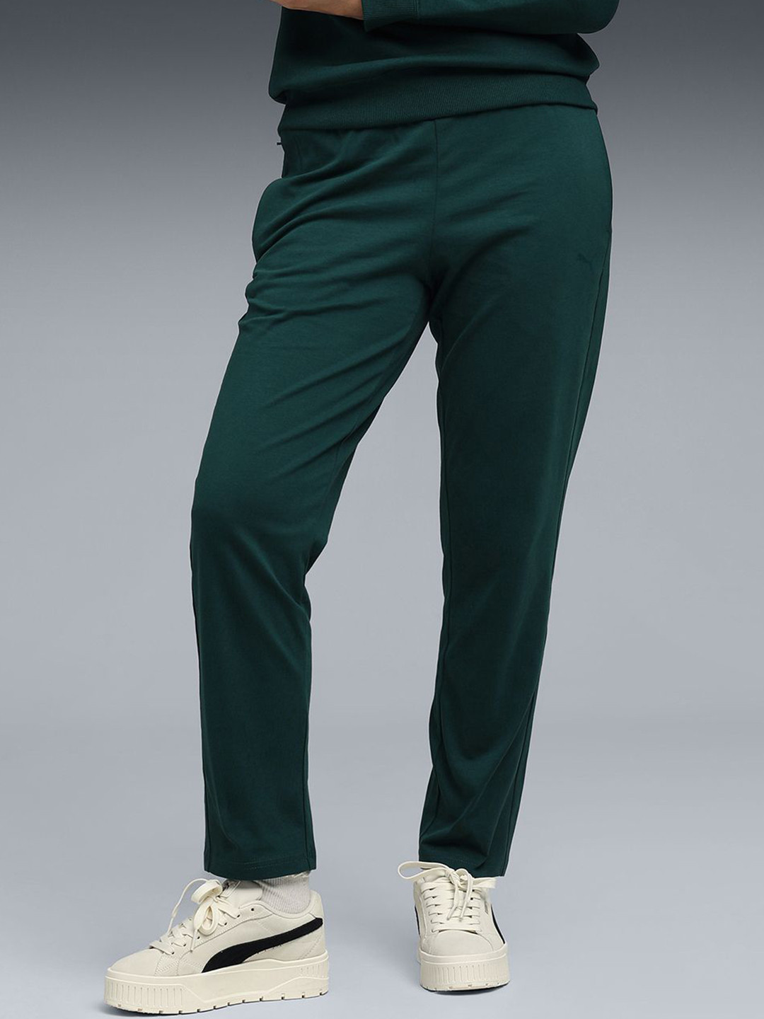 Puma Women Cotton Zippered Jersey Track Pants