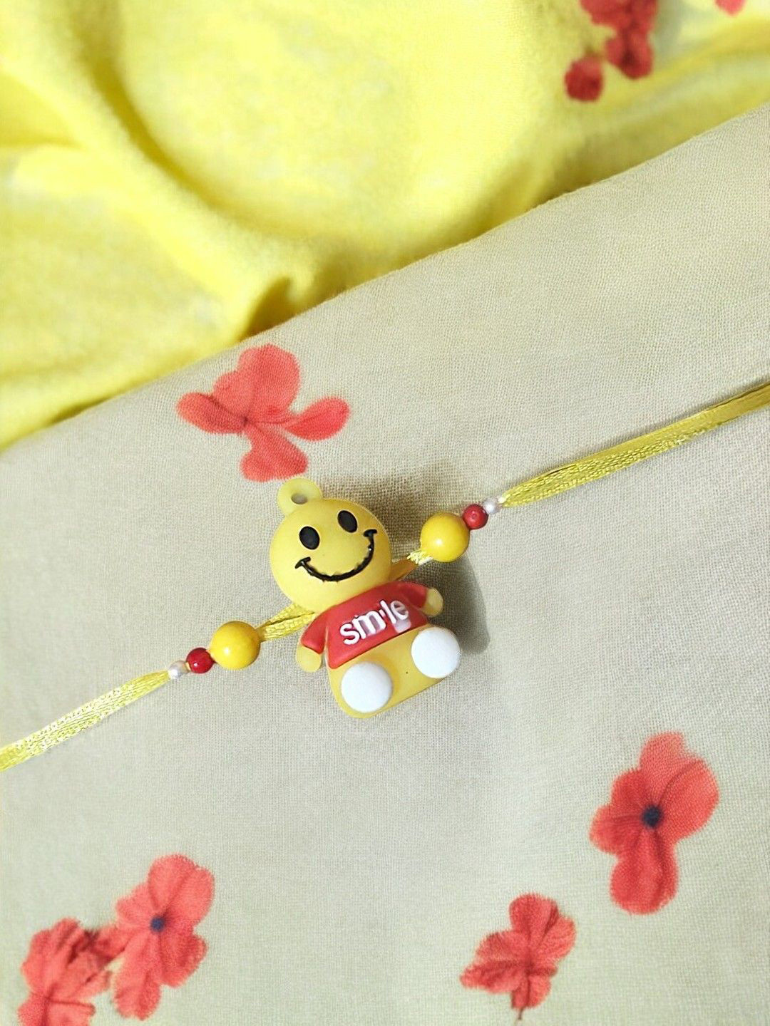 ANIKAS CREATION Kids Artificial Beaded Smiley Charm Thread Rakhi