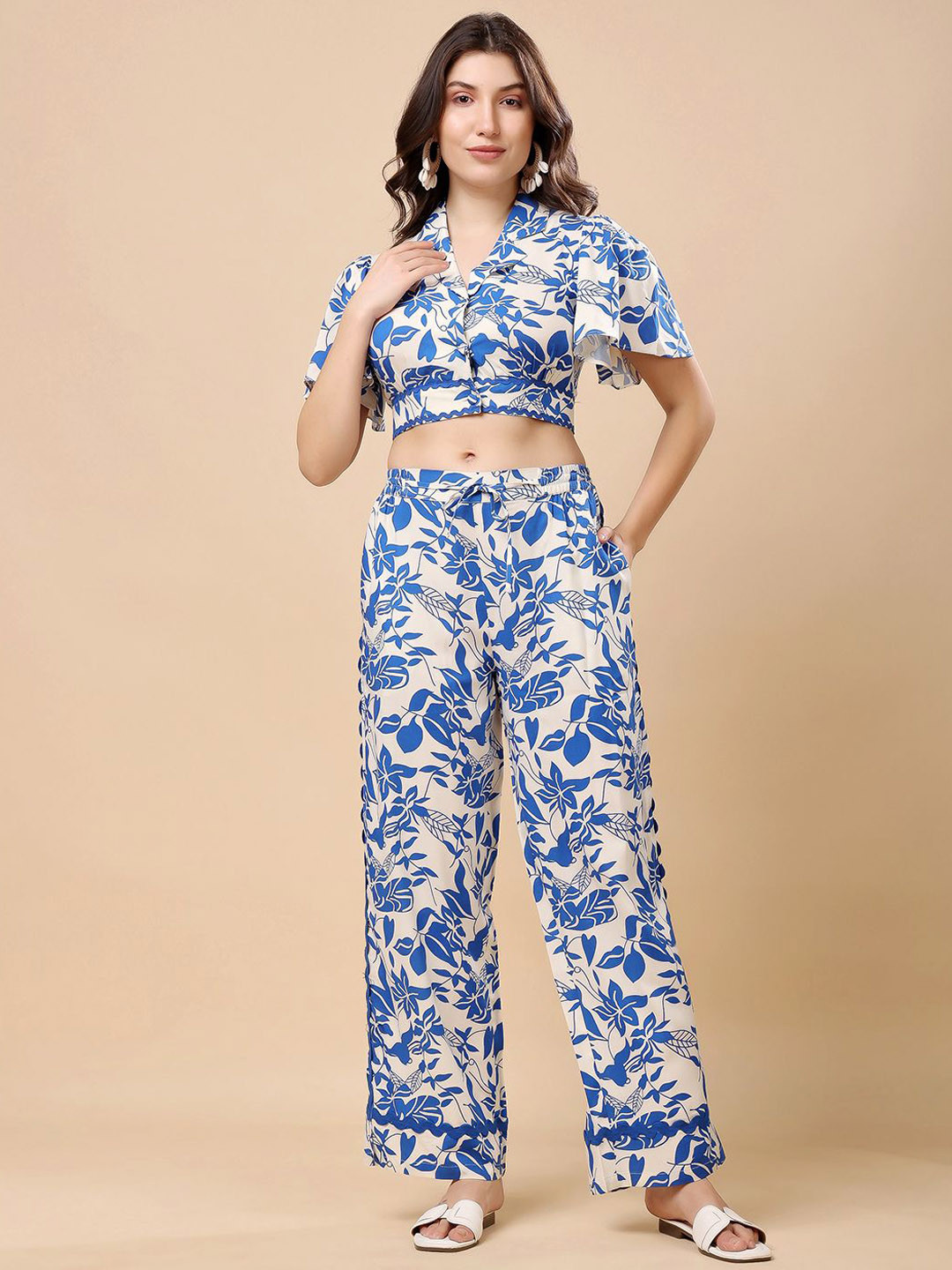 T TRYON ULTIMATE Printed Top & Palazzos Co-Ord Set