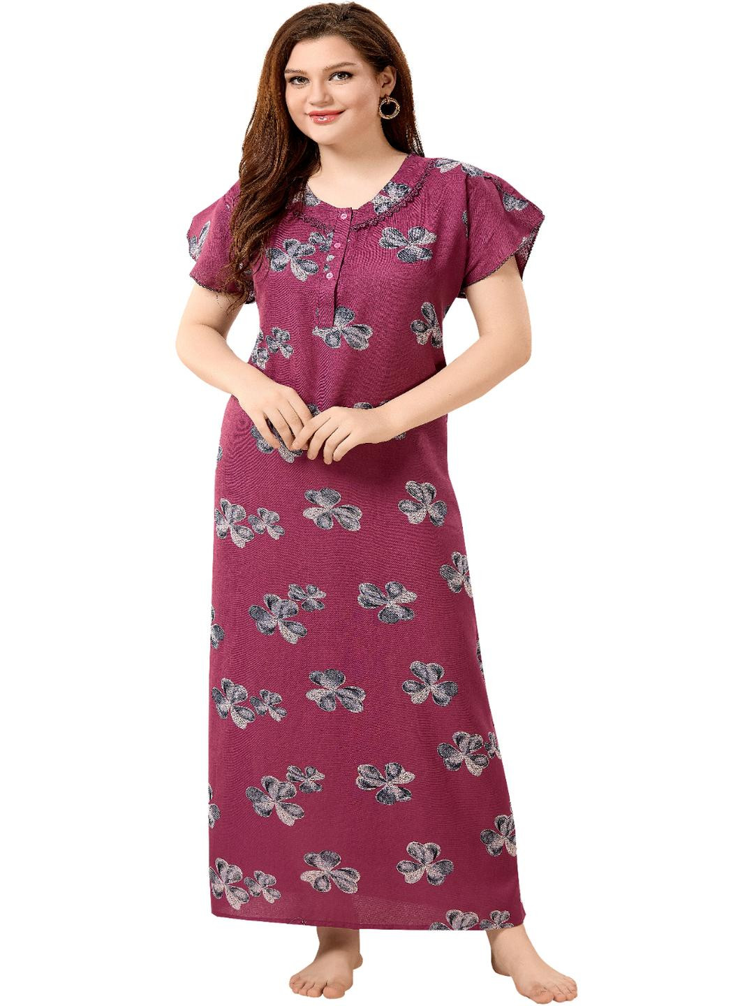 TRUNDZ Pink Cotton Blend Nightdress