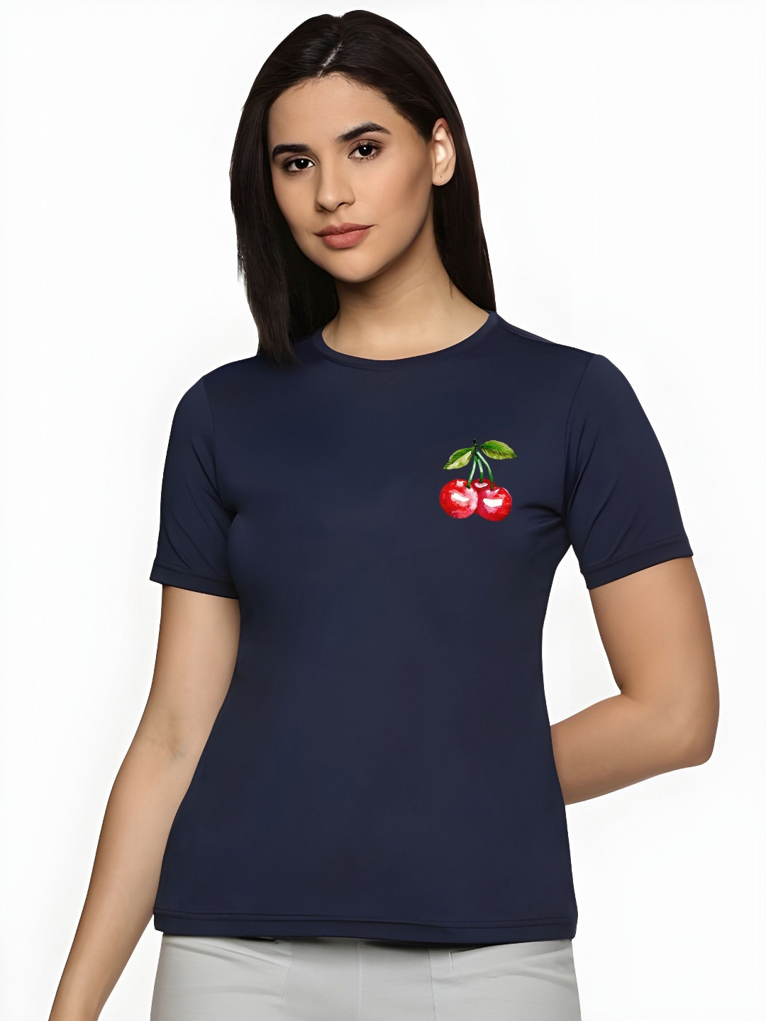 Navy Blue Cherry Graphic Regular Fit T-shirt
