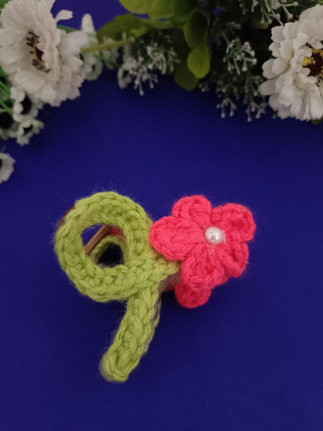 Sanjog Lace Crochet Woolen Handmade Claw Clip