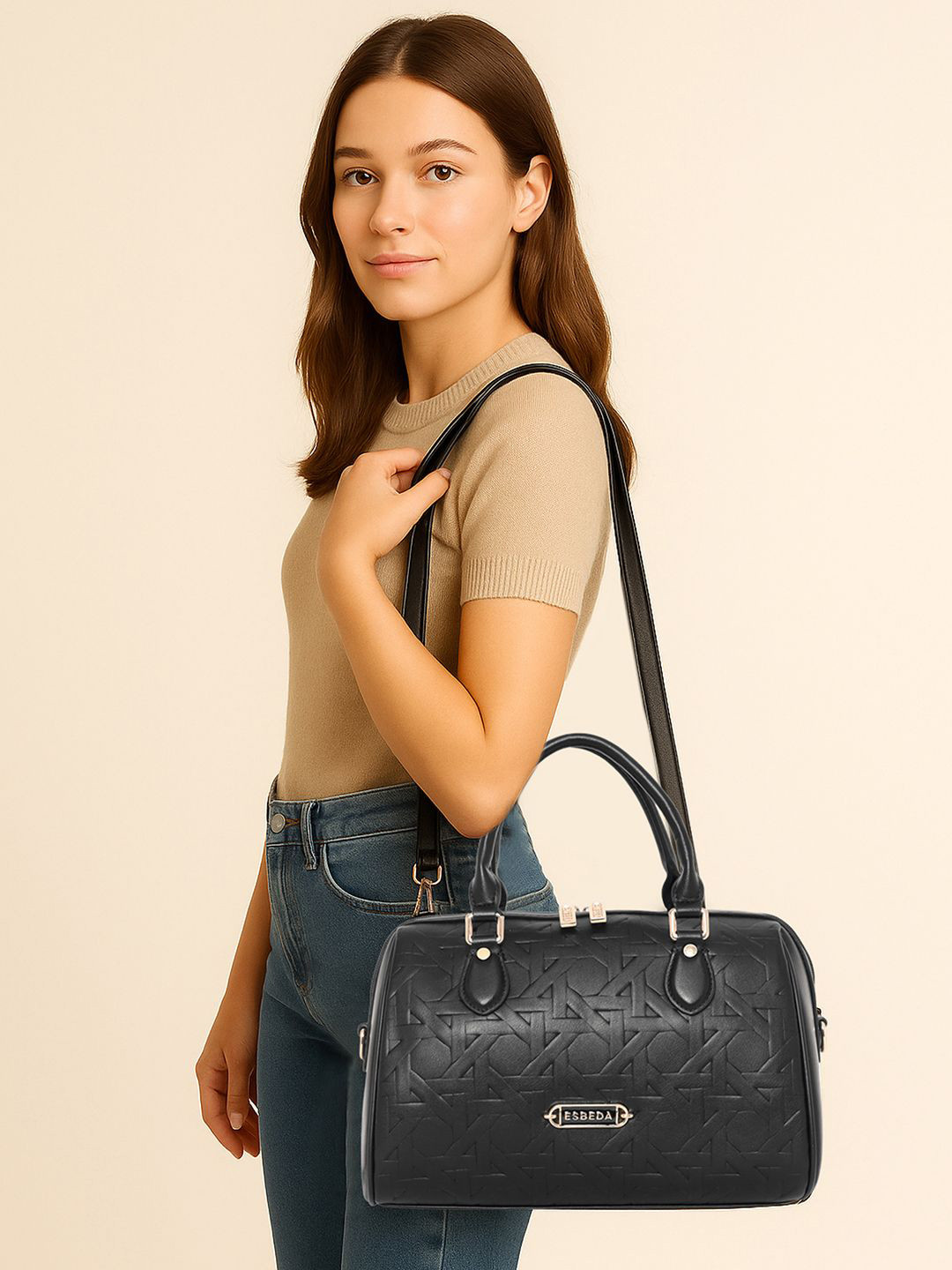 ESBEDA Structured Elan Embossed Chic Handheld Bag