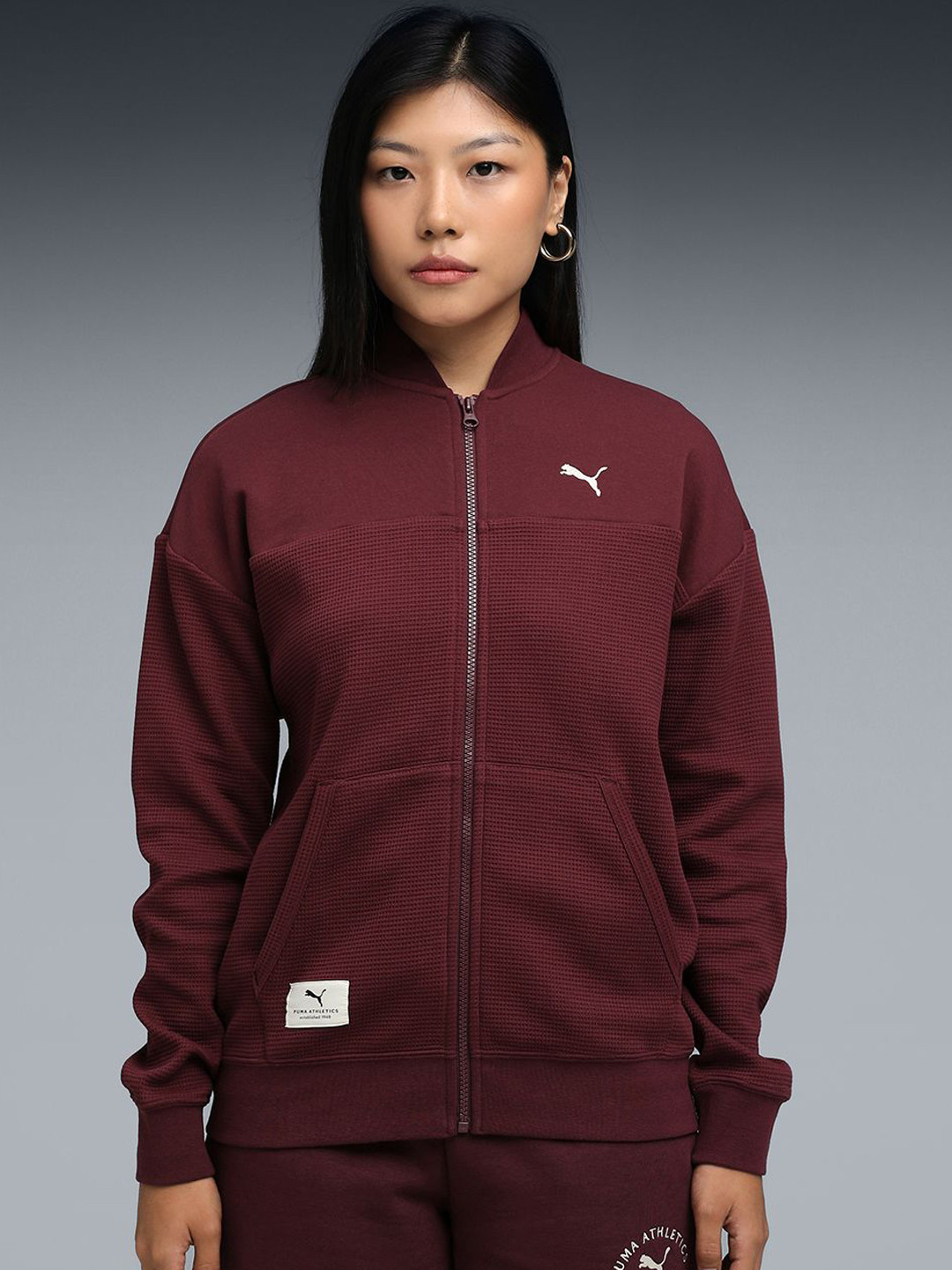 Puma Class Women Cotton Relaxed Fit Stand Collar Full-Zip Jacket