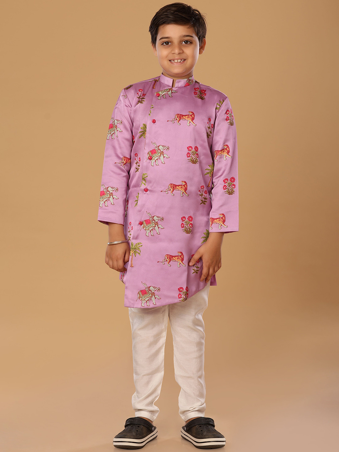 The Mini Trunk Purple Animal Print Kurta Set